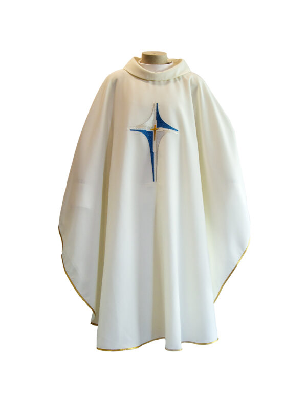 Pearl Vestment With Blue And White Cross