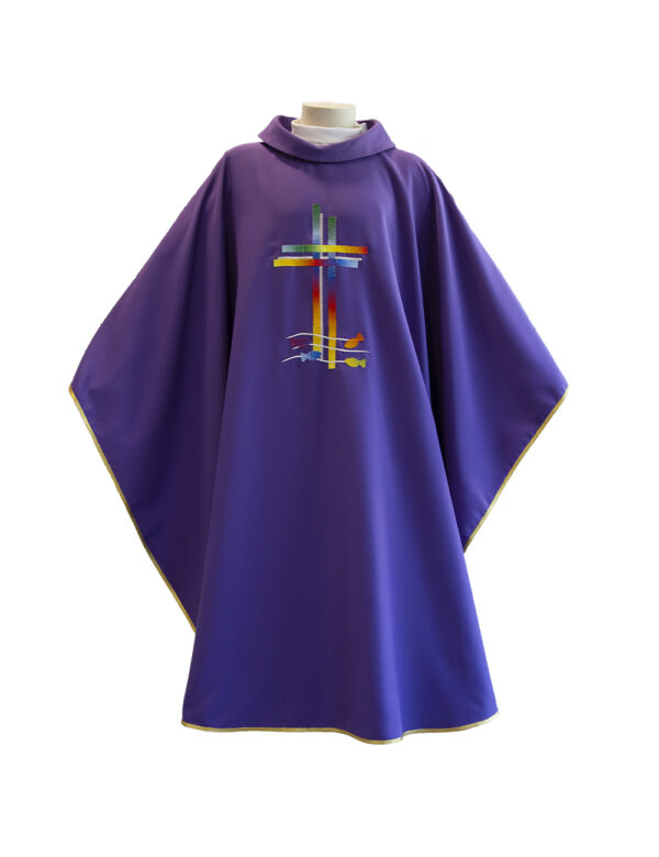 Purple Trim With Colorful Gradient Cross