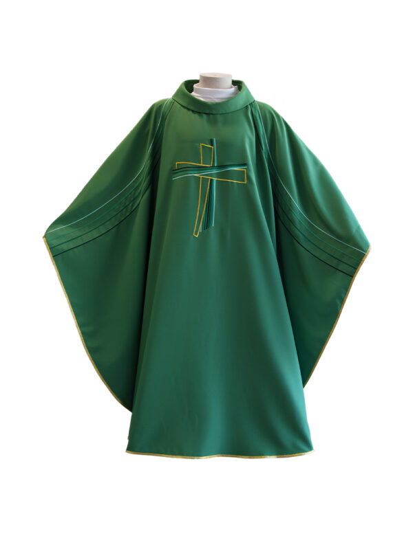 Green Vestment With Cross And Stripes