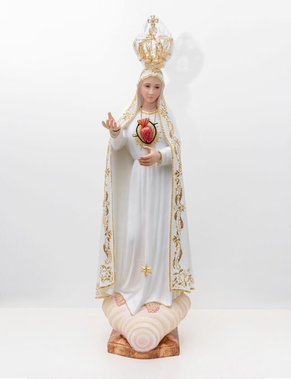 Escultura Coração De Maria Com Coroa
