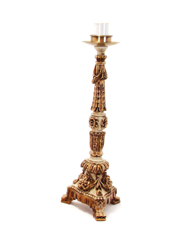 Golden Candlestick With Floral Details
