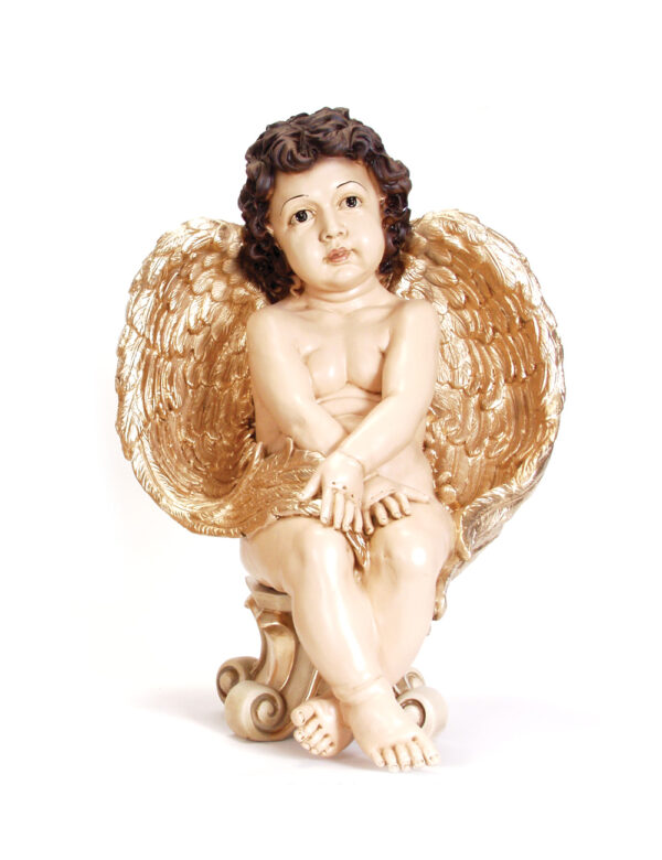Angel Sitting On A Golden Bench