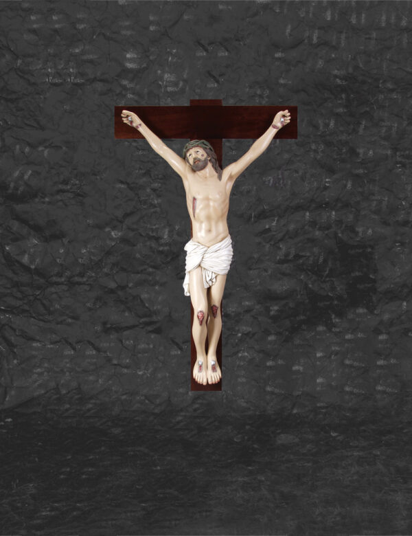 Cristo Em Cruz De Madeira Escura