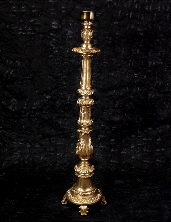 Castiçal Alto Dourado Com Relevo